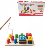 Klocki - Puzzle drewniane układanka z wędką + 3 lata