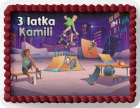 PROSTOKĄTNY OPŁATEK NA TORT A4 20x29CM - DESKOROLKA ROLKI + IMIĘ