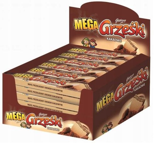 Wafelki Kakaowe z Kremem Grześki Mega 32 x 34 g Wafelek z Nadzieniem na Arena.pl