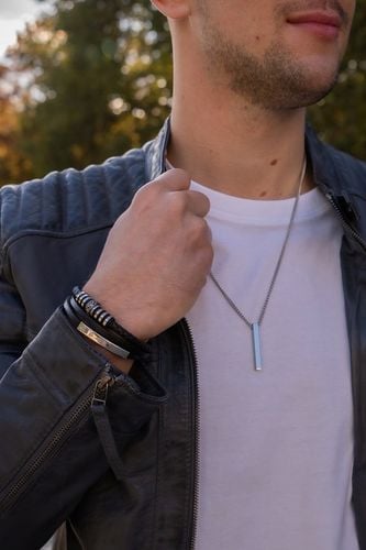 Srebrny naszyjnik Męski z Grawerem Łańcuszek Pancerka Stal GRAWER GRATIS na Arena.pl