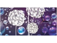 80 40CM 2 ELEM ZEGAR OBRAZ BIAŁE DMUCHAWCE BAŃKACH MYDLANYCH NADRUK