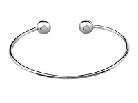 ELEGANCKA OTWARTA RODOWANA SREBRNA SZTYWNA BRANSOLETA KULKI KULECZKI POŁYSK