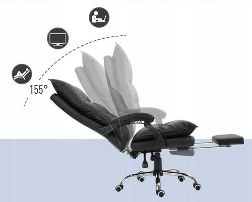 fotel biurowy skóra eko z podnóżkiem czarny pako v na Arena.pl