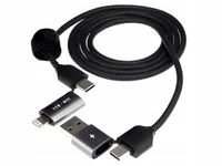 Kabel do ładowania i synchronizacji 100cm 4w1 USB/C>USB-C / Lightning 60W