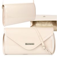 Ecru lakierowana damska torebka wieczorowa kopertówka BELTIMORE M78