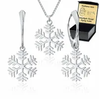 Komplet Biżuterii Srebrnej Śnieżynki Grawer Święta Prezent Córki Żony Mamy