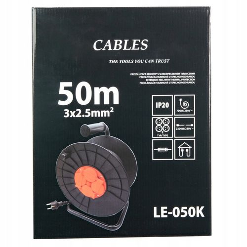 PRZEDŁUŻACZ NA BĘBNIE 3x2,5 50m BĘBNOWY BUDOWLANY ZWIJAK OGRODOWY na Arena.pl