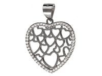 Rodowany srebrny wisiorek serce cyrkonia cyrkonie srebro 925 W0320