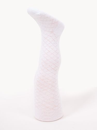 Rajstopy dziewczęce bawełniane żakardowe białe kratka 68-74 YOCLUB na Arena.pl