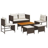 Zestaw Sof na Ogród 6 pcs Brązowy i kremowy polirattan