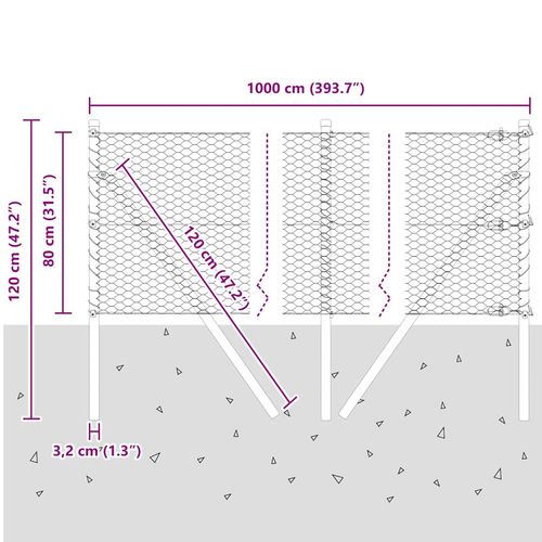 Ogrodzenie z słupkami Szary 0.8 x 10 m Stal pokryta PCV na Arena.pl