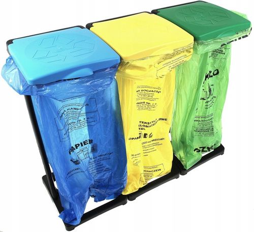 Stojak worki Segregacji Kosz Śmieci 3 Stanowiska na Arena.pl