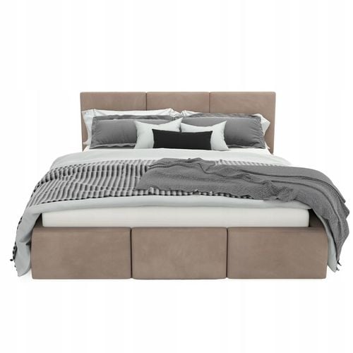 ŁÓŻKO TAPICEROWANE DO SYPIALNI 160x200 ŁÓŻKO PODWÓJNE Z POJEMNIKIEM na Arena.pl