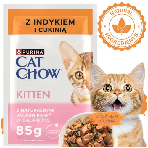karma mokra dla kociąt purina cat chow kitten indyk z cukinią naturalna 85g na Arena.pl