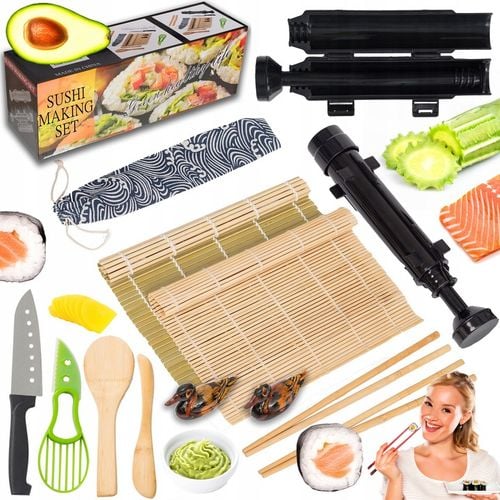 ZESTAW MASZYNKA DO ROBIENIA SUSHI Z ROLKA MATA AKCESORIA DO SUSHI BAZOOKA na Arena.pl