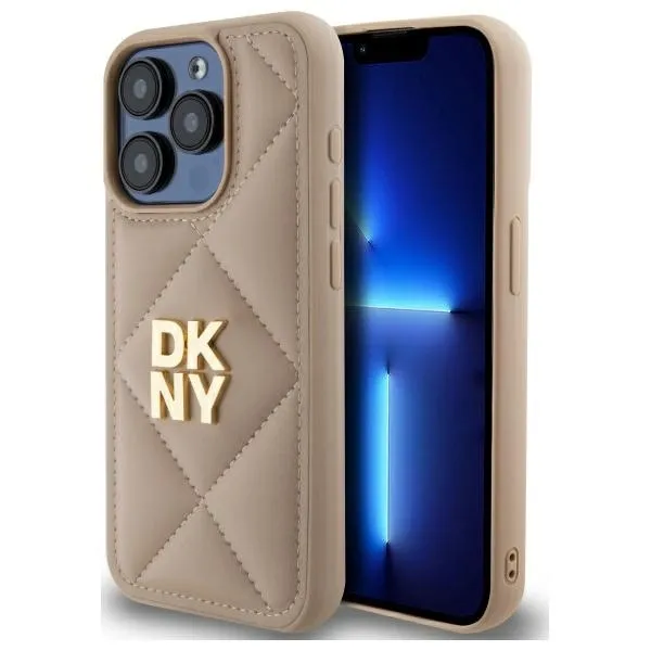 Etui DKNY Quilted Stack Logo na iPhone 15 Pro Max - beżowe zdjęcie 1