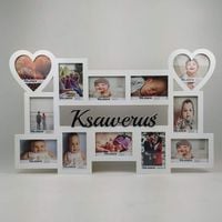 Multirama ramka na zdjęcia z napisem imię 12 zdjęć serca dwa kolory