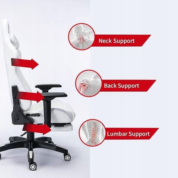 FOTEL GAMINGOWY BIUROWY WYGODNY KRZESŁO GRACZA OBROTOWY +RGB LED I PODNÓŻEK zdjęcie 12