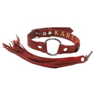 Choker na szyję z frędzelkami, ze skóry naturalnej, czerwony