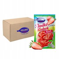 GELLWE Słodki Kisiel z kawałkami owoców smak truskawkowy 28 g x 30 sztuk