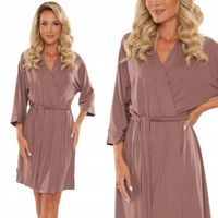 Szlafrok Damski Długi Cienki De Lafense Wiązany Visa 871 Mocca L