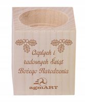 ŚWIECZNIK drewniany GRAWER twoje LOGO NAPIS prezent święta boże narodzenie