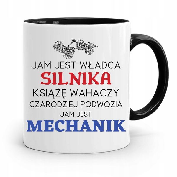 Kubek Czarny Dla Mechanika Jam Jest Władca Silnika Z Nadrukiem Ze Zdjęciem zdjęcie 1