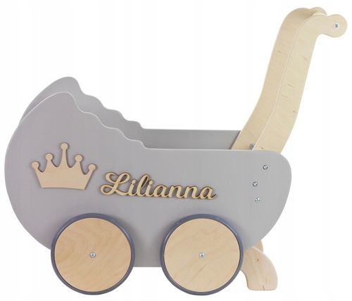 drewniany WÓZEK DLA LALEK + IMIĘ POŚCIEL stopery na Arena.pl