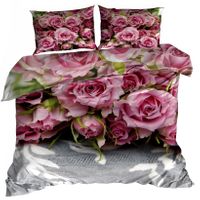 Pościel 3D bawełna satyna 160x200cm RÓŻOWE RÓŻE