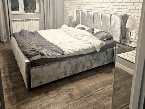 Łóżko 160x200 2 Zagłowia Panele Fancy Sypialnia_pl + POJEMNIK + STELAŻ na Arena.pl