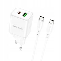 2 x Ładowarka sieciowa zasilacz Borofone BN7 USB + USB-C z kablem USB-C 1m