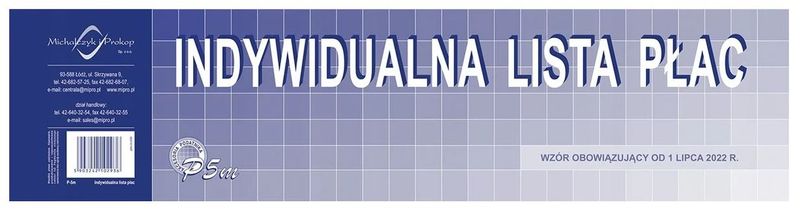 DRUK INYWIDUALNA LISTA PŁAC 1/3 A3 P-5m zdjęcie 1