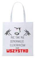 Dla Elektryka Na Prezent Torba Eco Biała Shopper Z Nadrukiem Ze Zdjęciem