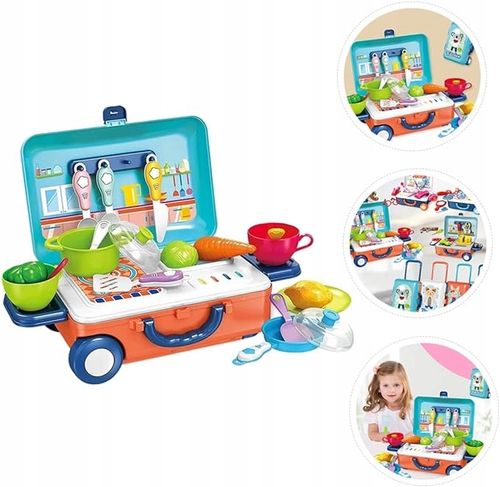 ZESTAW KUCHNIA W WALIZCE Kuchenka do gotowania ZABAWKA DLA DZIECI WALIZKA na Arena.pl