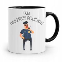 Kubek Czarny Na Dzień Ojca Najlepszy Policjant Z Nadrukiem Ze Zdjęciem