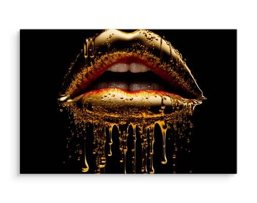 Obraz Na Płótnie ZŁOTE Usta Abstrakcja Dekoracja Ścienna Efekt 3D 100cm x 70cm na Arena.pl