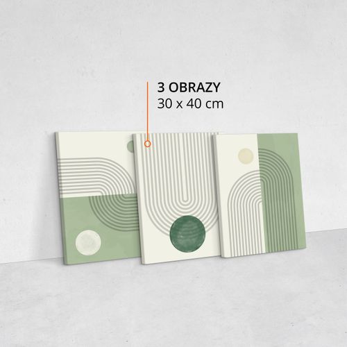 OBRAZY DO SYPIALNI SET ZIELONE WZORY GEOMETRYCZNE ABSTRAKCJA 90cm x 40cm na Arena.pl