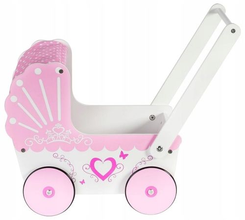 Wózek Dla Lalek Drewniany Chodzik Pchacz Antypoślizgowe Koła Super Wygląd na Arena.pl