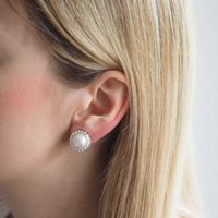 Klipsy - Perły białe koło w srebrze