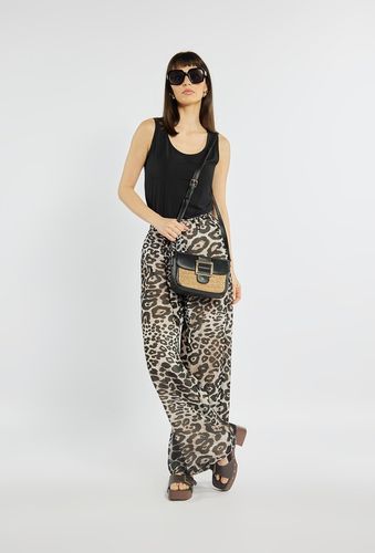 Monnari - torebka listonoszka koszyk pleciony panel beżowo-czarny BAG0410 na Arena.pl