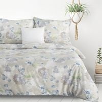 Pościel 200x220 + poszewka 70x80 x2 popielata z kwiatami mikrowłókno