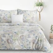 Pościel 200x220 + poszewka 70x80 x2 popielata z kwiatami mikrowłókno