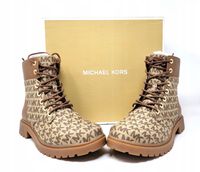 Botki Michael Kors Alistair Logo Jacquard Beige/Ebony Combat roz.36,5