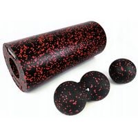 ZESTAW EPP ROLLER WAŁEK + PIŁKA +DOUBLE DO MASAŻU +WOREK BLACK-RED