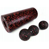 ZESTAW EPP ROLLER WAŁEK + PIŁKA +DOUBLE DO MASAŻU +WOREK BLACK-RED