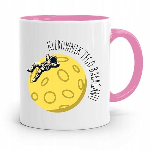 Kubek Różowy Dla Szefa Kierownik Tego Bałaganu Z Nadrukiem Ze Zdjęciem na Arena.pl