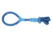 Zabawka dla psa do szarpania i aportowania sznur z gryzakiem 41cm niebieski