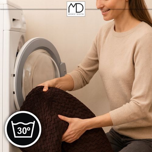 Koc pled narzuta 200x220cm na łóżko ciepły miękki prezent wzór brązowy brąz na Arena.pl