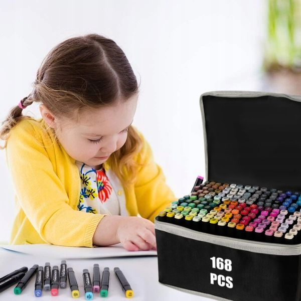 Zestaw 168 Dwustronnych Markerów Alkoholowych Pro z Praktyczną Torbą zdjęcie 7