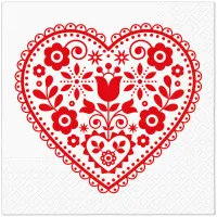 serwetki 3-war. folk hearts 33cmx33cm 20 szt.